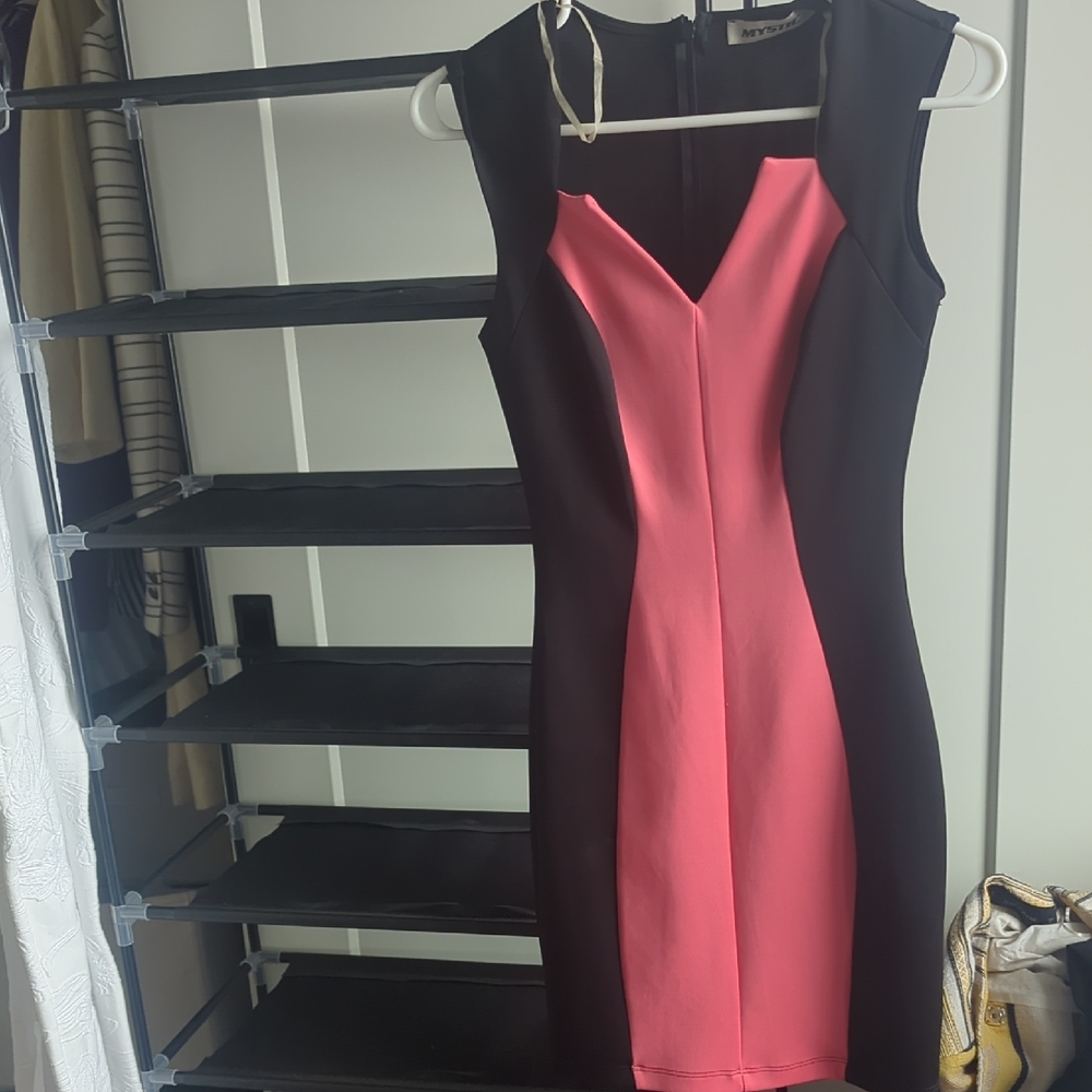 Mystic Mini Dress with Black and Pink Panels